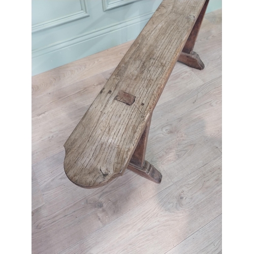 43 - 19th C. elm bench. {46 cm H x 120 cm W x 32 cm D}.