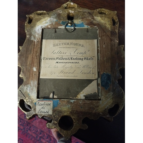 47 - Early 19th C. Oil on Board miniature portrait of Beatrice di Censi mounted in gilt frame. {22 cm H x... 