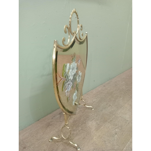 51 - Victorian brass framed mirrored firescreen.  {H 77cm x W 51cm x D 20cm } NOT AVAILABLE TO VIEW IN PE... 