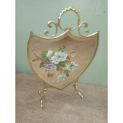 51 - Victorian brass framed mirrored firescreen.  {H 77cm x W 51cm x D 20cm } NOT AVAILABLE TO VIEW IN PE... 