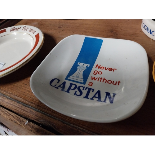 14 - Bass for Men, Capstan and Veuve Cliquot Champagne ceramic advertising ashtrays. {2 cm H x 13 cm W to... 