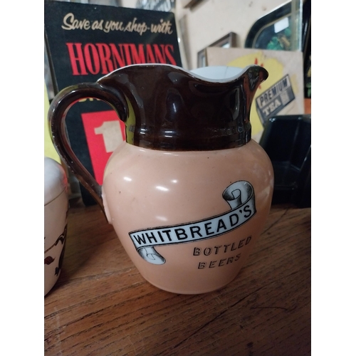 23 - Whitebread Bottled Beer ceramic advertising jug. {15 m H x 16 cm W x 14 cm D}.