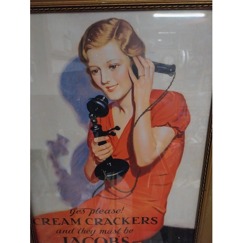 36 - Yes Please Cream Crackers and They must be Jacob's framed advertising print. {60 cm H x 49 cm D}.