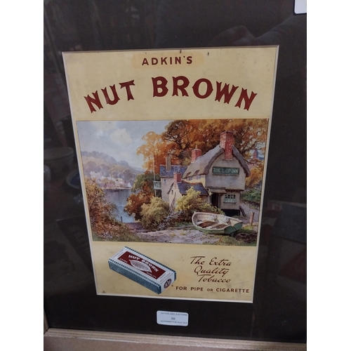 38 - Framed Nut Brown Extra Quality tobacco print. {71 cm H x 25 cm W}.