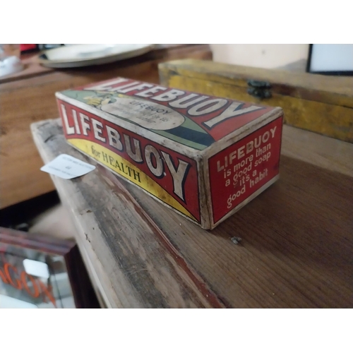 44 - Early 20th C. Lifebouy Soap cardboard advertising box. {4 cm H x 15 cm W x 6 cm D}.