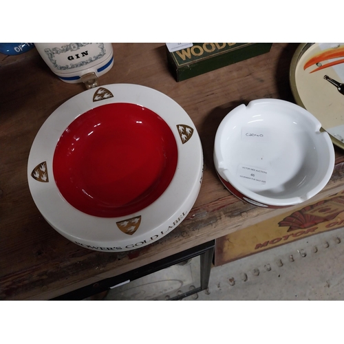 46 - Powers Gold Label ceramic advertising ashtray and Carrolls No 1 ceramic adverising ashtray. {23 cm D... 