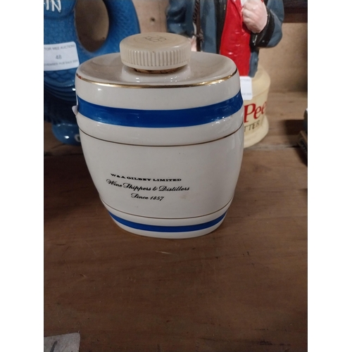 47 - Ceramic miniature Gin dispenser. {14 cm H x 11 cm W x 11 cm D}.