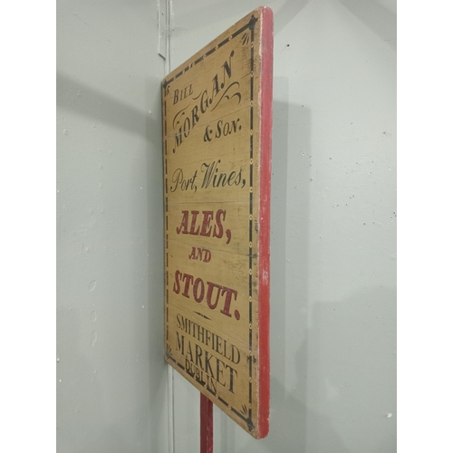 50 - Bill Morgan and Sons Dublin double sided hand painted sign  (H 207cm x W 55cm x D 4cm ) NOT AVAILABL... 