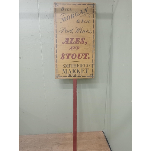 50 - Bill Morgan and Sons Dublin double sided hand painted sign  (H 207cm x W 55cm x D 4cm ) NOT AVAILABL... 