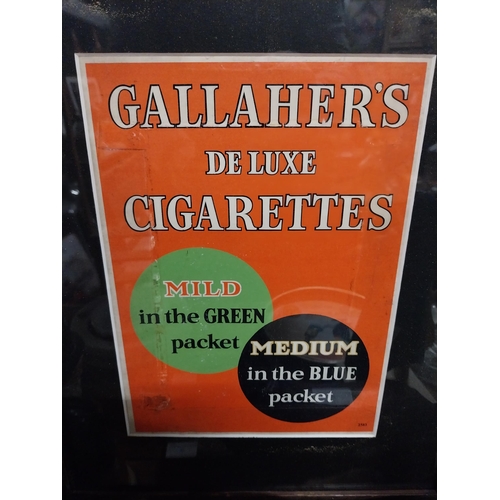 52 - Gallaher's Delux Cigarette's framed showcard . {43 cm H x 36 cm W}.