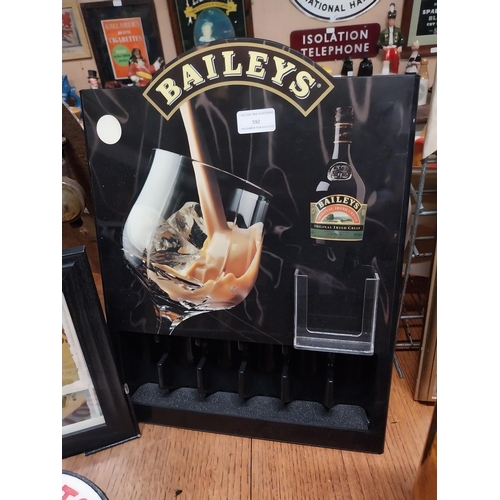 Bailey's Cream plastic advertising display stand. {46 cm H x 45 cm W}.
