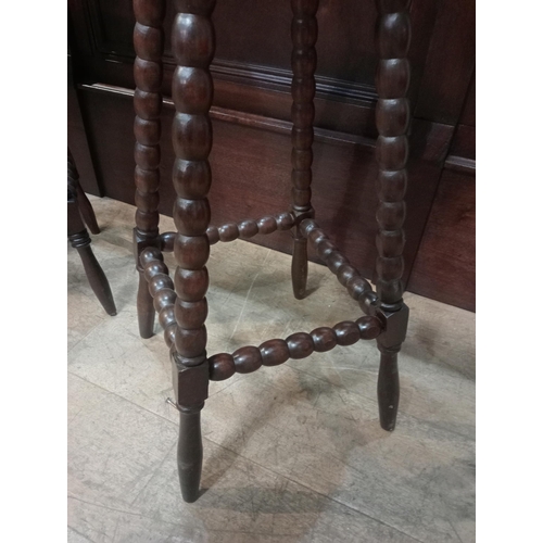 40B - Pair of high bobbin stools leather  (H 79cm x Dia 34cm ) NOT AVAILABLE TO VIEW IN PERSON