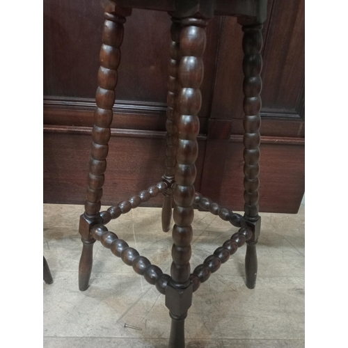 40B - Pair of high bobbin stools leather  (H 79cm x Dia 34cm ) NOT AVAILABLE TO VIEW IN PERSON