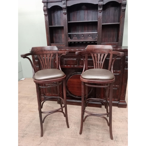 50A - Pair of High Fanback Stools with leather seats (H 115cm x W 56cm x D 41cm ) NOT AVAILABLE TO VIEW IN... 
