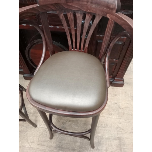 50A - Pair of High Fanback Stools with leather seats (H 115cm x W 56cm x D 41cm ) NOT AVAILABLE TO VIEW IN... 