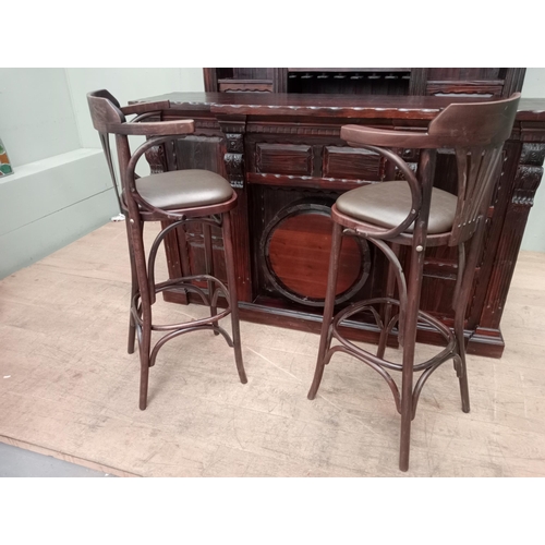 50A - Pair of High Fanback Stools with leather seats (H 115cm x W 56cm x D 41cm ) NOT AVAILABLE TO VIEW IN... 