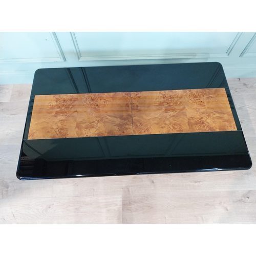 1 - 1970's Hollywood Regency ebonised and burr walnut coffee table with sliding top and sunken bar. {39 ... 