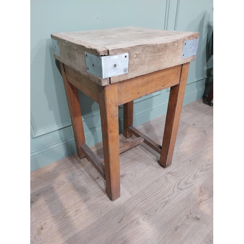 56 - Early 20th C. butchers's block on square legs. {80 cm H x 51 cm W x 51 cm D}.