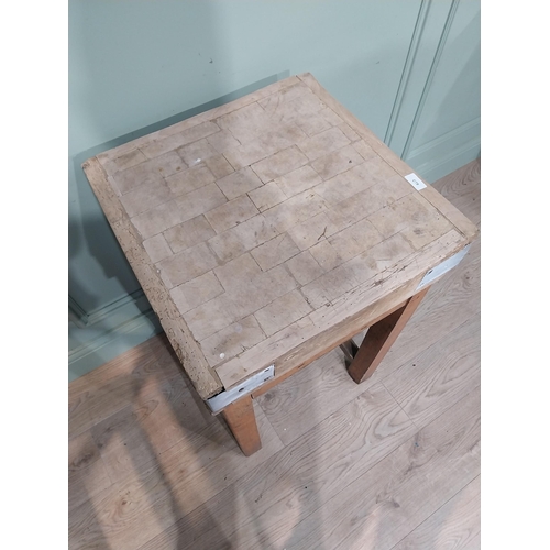 56 - Early 20th C. butchers's block on square legs. {80 cm H x 51 cm W x 51 cm D}.