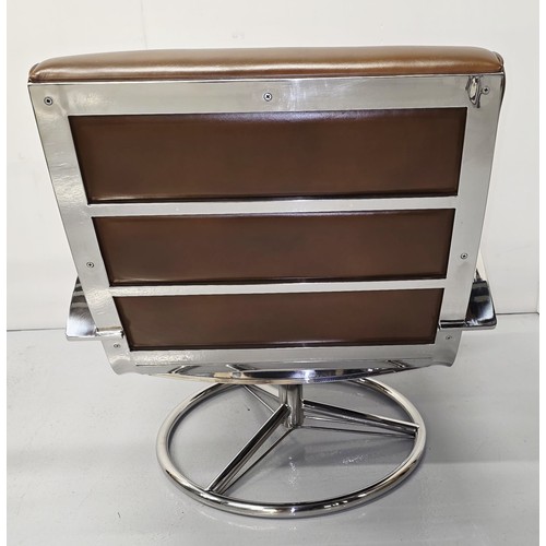 27 - Good quality mid century design revolving chrome and leather armchair {81cm H x 67cm W x 82cm D}