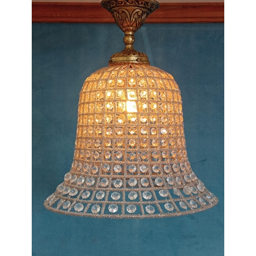 15 - Antique bronze bell pendant light. {H 50cm x Dia 40cm } NOT AVAILABLE TO VIEW IN PERSON
