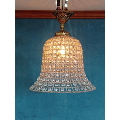 15 - Antique bronze bell pendant light. {H 50cm x Dia 40cm } NOT AVAILABLE TO VIEW IN PERSON