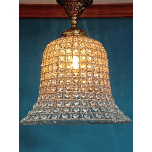 15 - Antique bronze bell pendant light. {H 50cm x Dia 40cm } NOT AVAILABLE TO VIEW IN PERSON