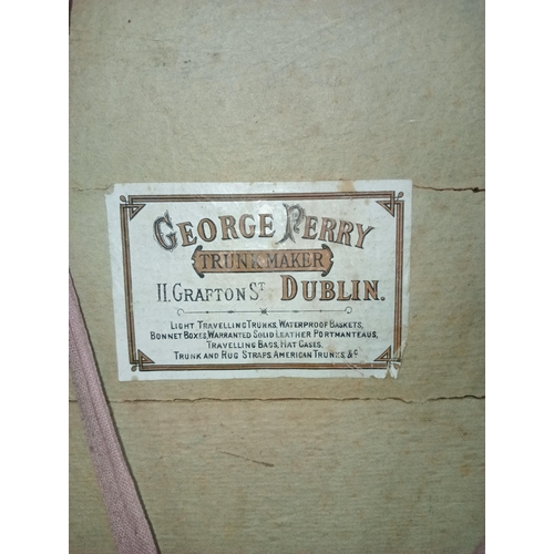 George Perry Grafton Street Dublin dome top oak and iron trunk. {H 60cm ...