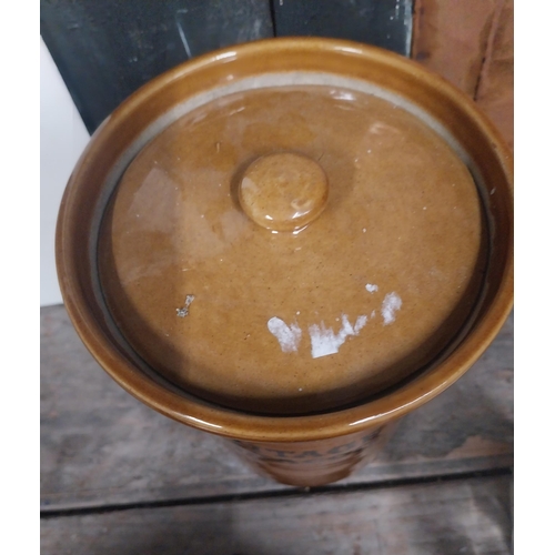 23 - Vintage lidded tobacco advertising jar. {20 cm H x 15 cm Dia}.