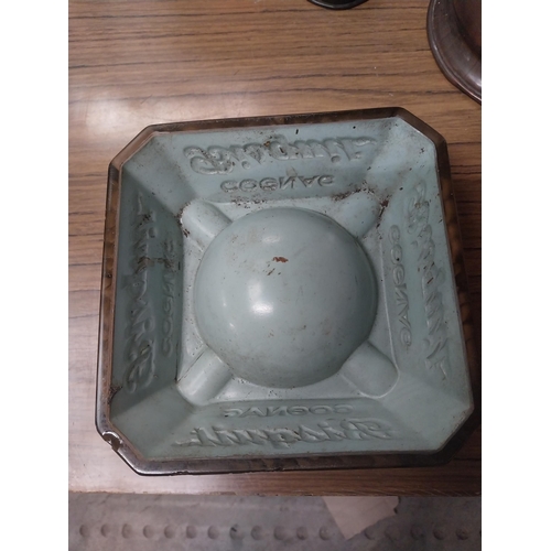 47 - Bisquit Cognac glass advertising ashtray. {7 cm H x 18 cm W x 18 cm D].