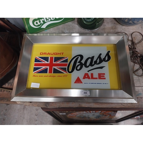 48 - Draught Bass Ale light up advertising sign. {34 cm H x 53 cmW}.