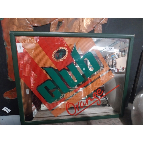 52 - 1970's C and C Club Orange framed advertising mirror. {34 cm H x 54 cm W}.