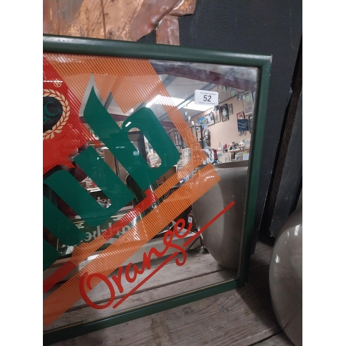 52 - 1970's C and C Club Orange framed advertising mirror. {34 cm H x 54 cm W}.