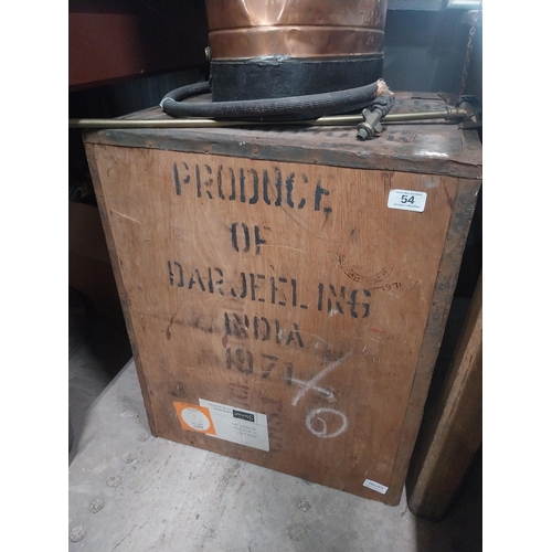 54 - 1970's Tea chest. {60 c m H x 48 cm W x 48 cm D}.