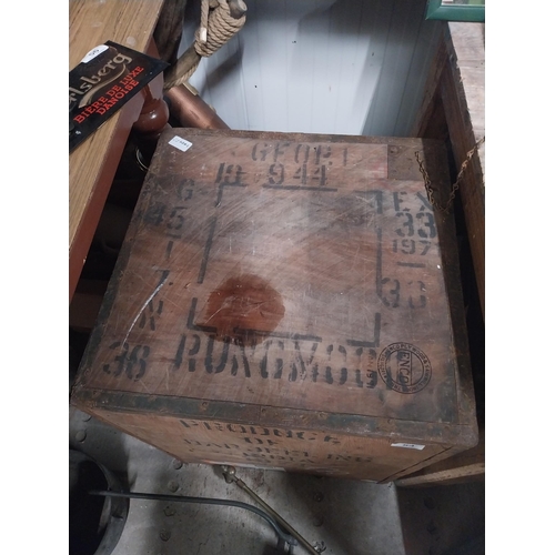 54 - 1970's Tea chest. {60 c m H x 48 cm W x 48 cm D}.