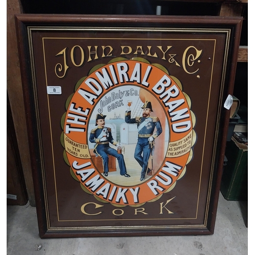 8 - Tom Daly and Co Cork The Admiral Brand Jamaiky Rum framed print. {67 cm H x 57 cm W}.