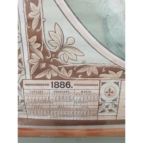10 - 1886 Birmingham Mills Brothers calendar with a central pictorial image. {H 57cm x W 45cm } NOT AVAIL... 