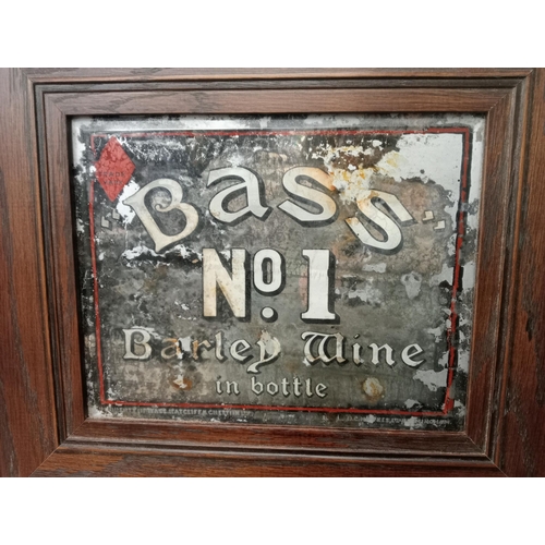60 - Bass No1 Barley Wine framed advertising mirror. {H 34cm x W 40cm } NOT AVAILABLE TO VIEW IN PERSON