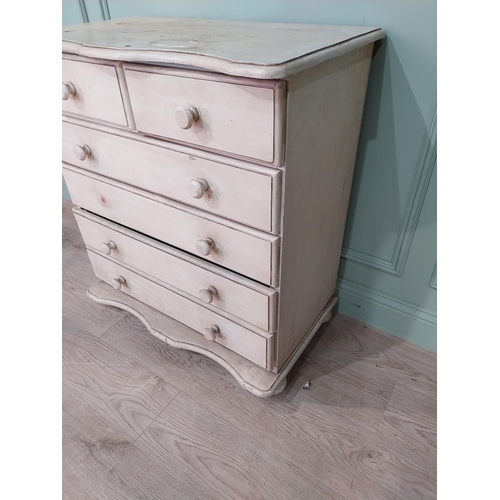 22 - Vintage painted pine chest of drawers. {88 cm H x 78 cm W x 47 cm D}.