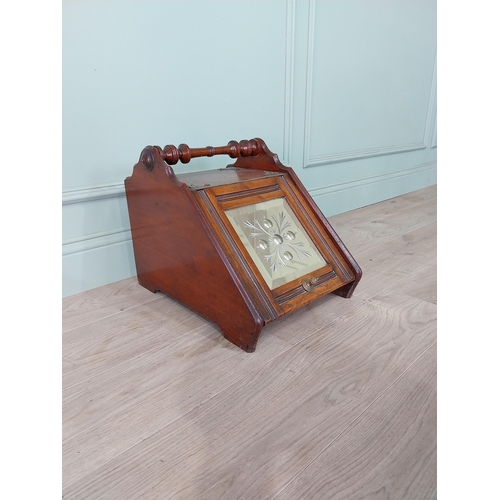 121 - Edwardian mahogany coal scuttle with mirrored panel. {38 cm H x 35 cm W x 48 cm D}.