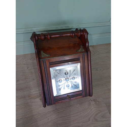 121 - Edwardian mahogany coal scuttle with mirrored panel. {38 cm H x 35 cm W x 48 cm D}.