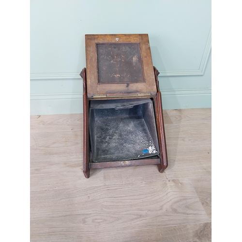 121 - Edwardian mahogany coal scuttle with mirrored panel. {38 cm H x 35 cm W x 48 cm D}.