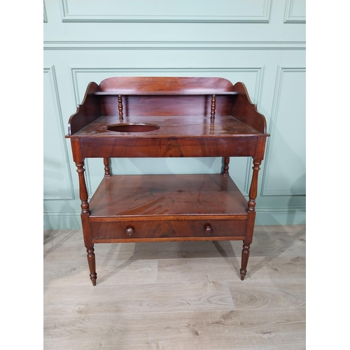 181 - 19th C. mahogany wash stand with gallery back and single drawer in the frieze raised on turned legs ... 