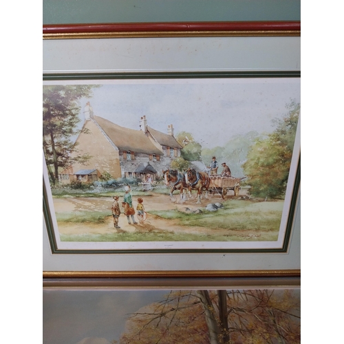 451 - Framed coloured print The Shires {61 cm H x 78 cm W} and oil on canvas Woodland Scene {55 cm H x 80 ... 