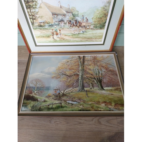 451 - Framed coloured print The Shires {61 cm H x 78 cm W} and oil on canvas Woodland Scene {55 cm H x 80 ... 
