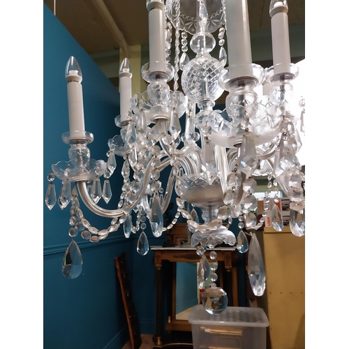 152 - Irish cut crystal ten branch chandelier. {120 cm H x 70 cm Dia.}.
