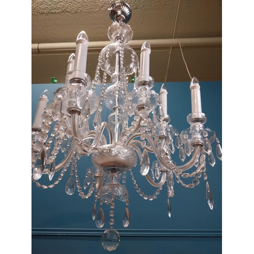 153 - Irish cut crystal ten branch chandelier. {120 cm H x 70 cm Dia.}.