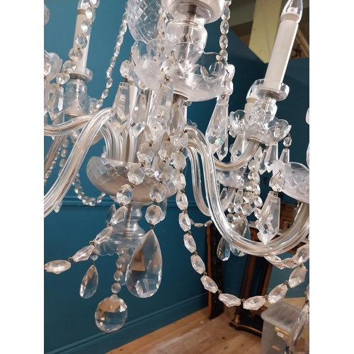 153 - Irish cut crystal ten branch chandelier. {120 cm H x 70 cm Dia.}.