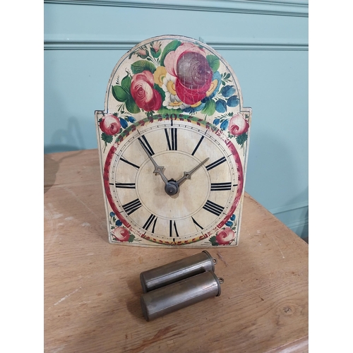 376 - 19th C. Dutch hand painted bracket clock. {33 cm H x 23 cm W x 16 cm D}.