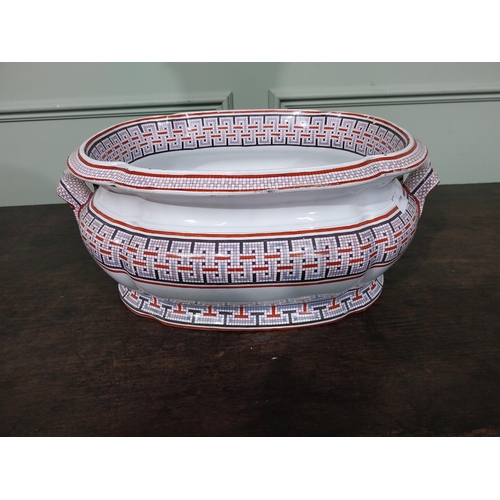 63 - 19th C. Copeland and Garrett New Blanche ceramic foot bath with geometric design. {20 cm H x 48 cm W... 